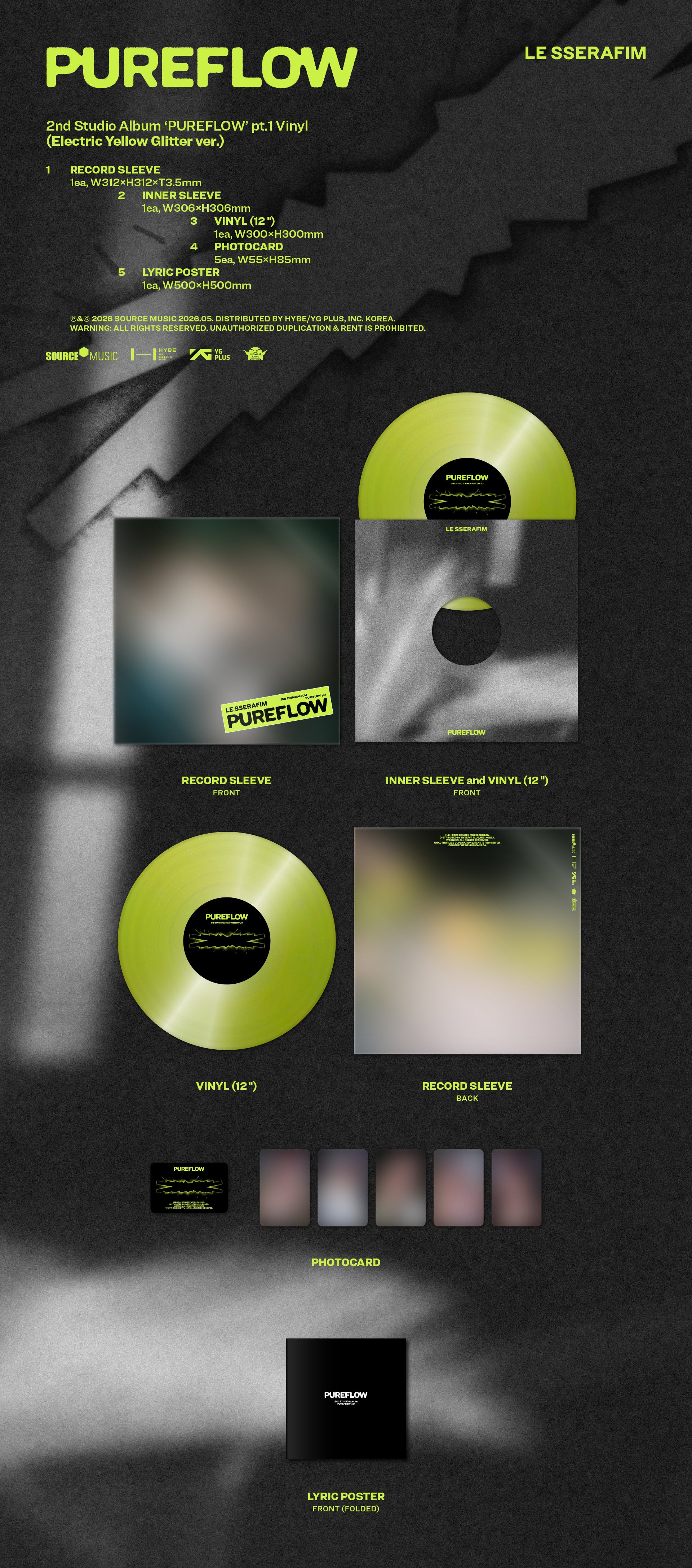 2nd Studio Album ‘PUREFLOW’ pt.1 Vinyl (Electric Yellow Glitter Ver.) (D2C Exclusive) - Image 3